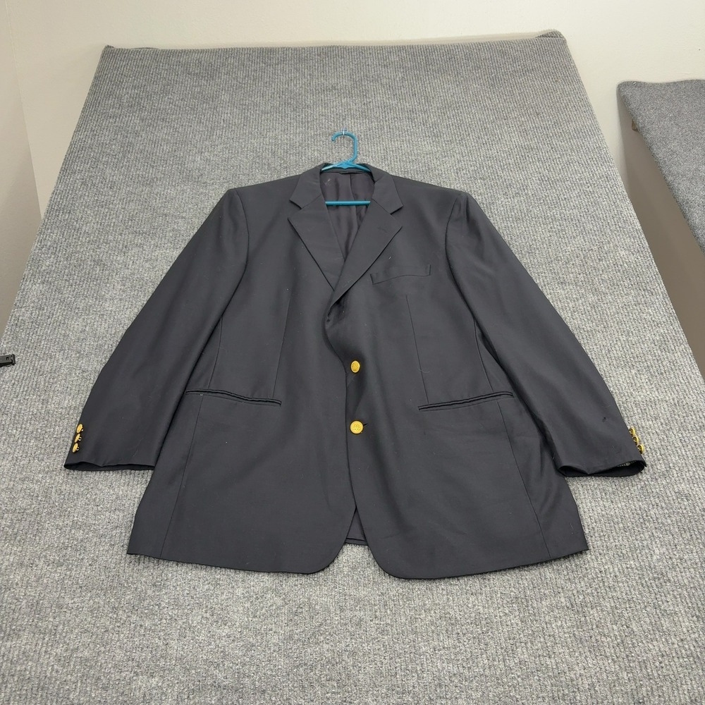 Brooks Brothers Blazer Mens 46 LG Navy Blue Wool Loro Piana Gold Buttons Classic